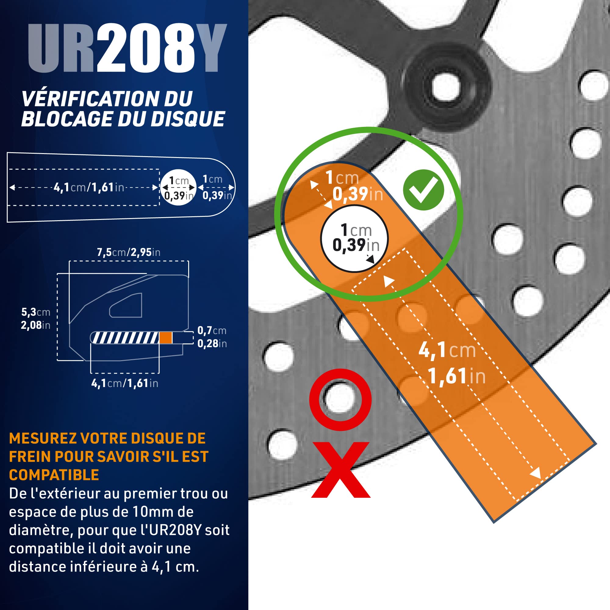 URBAN UR208Y Antivol Bloque Disque Moto, Plus Visible Plus Dissuasif, ø10mm Design Léger et Robuste, Sécurité Compacte et Efficace, Bloc Disque Frein pour Moto, Scooter, Velo, Trottinette Electrique