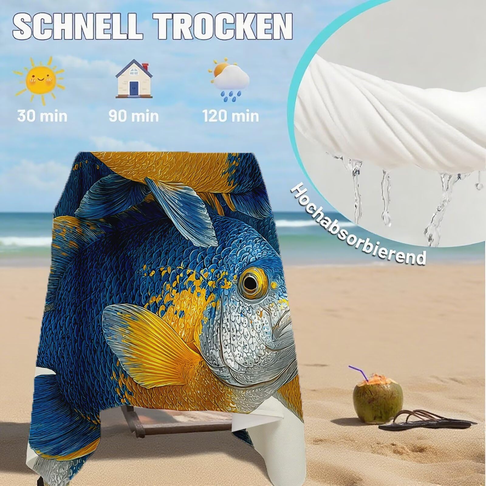 Serviette de Plage Microfibre Serviette Plage 100x220 2 Pack Séchage Rapide, Anti-Sable, Absorbante Fonction Drap de Plage XXL pour Bain, Sport, Voyages, Sauna, Piscine, Yoga, avec Sac Poisson Q-924