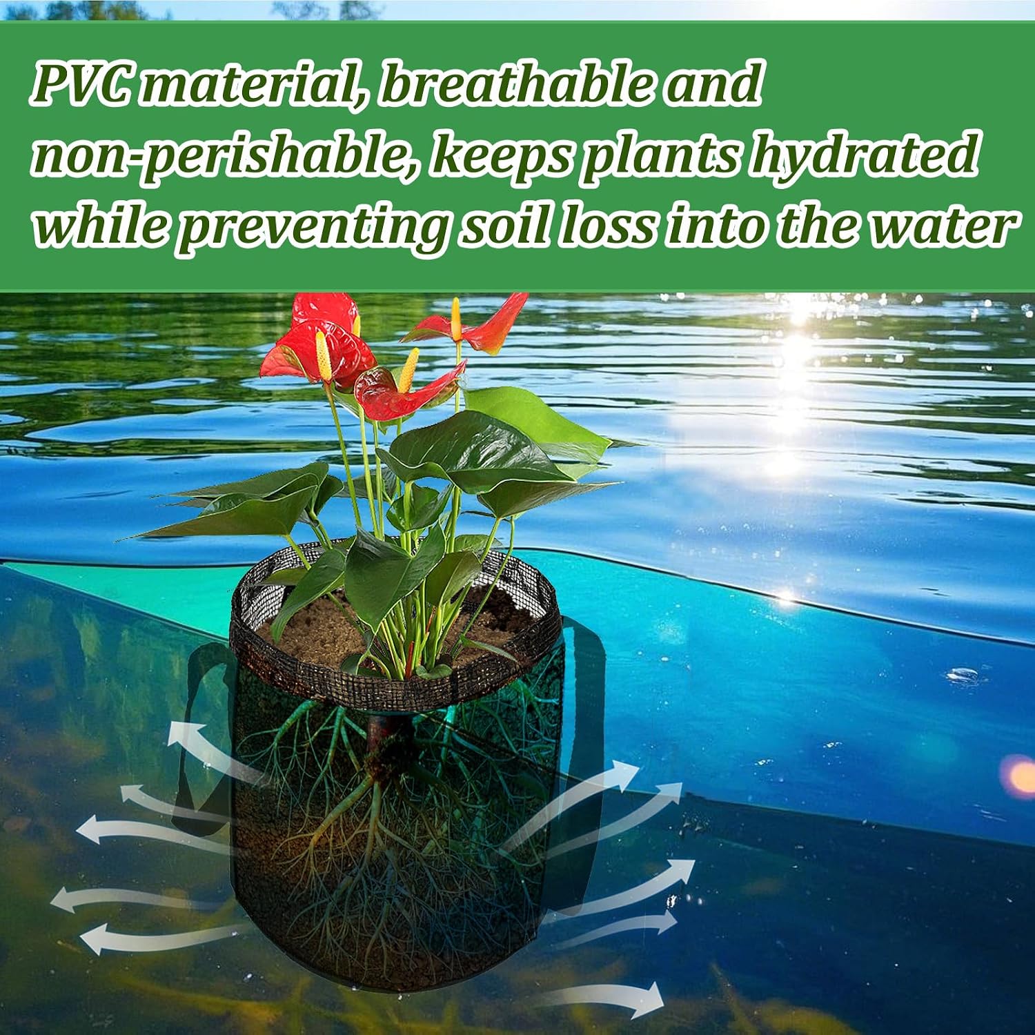 6PCS Mesh Aquatic Pond Plant Baskets, 1 Gallon Round Pond Planting Bags Aquatics Planter Pot Water Lily Growing Container with Handles for Lotus Bog Plant Garden Terrestrial Plants, 7.9" H x 5.9" Dia