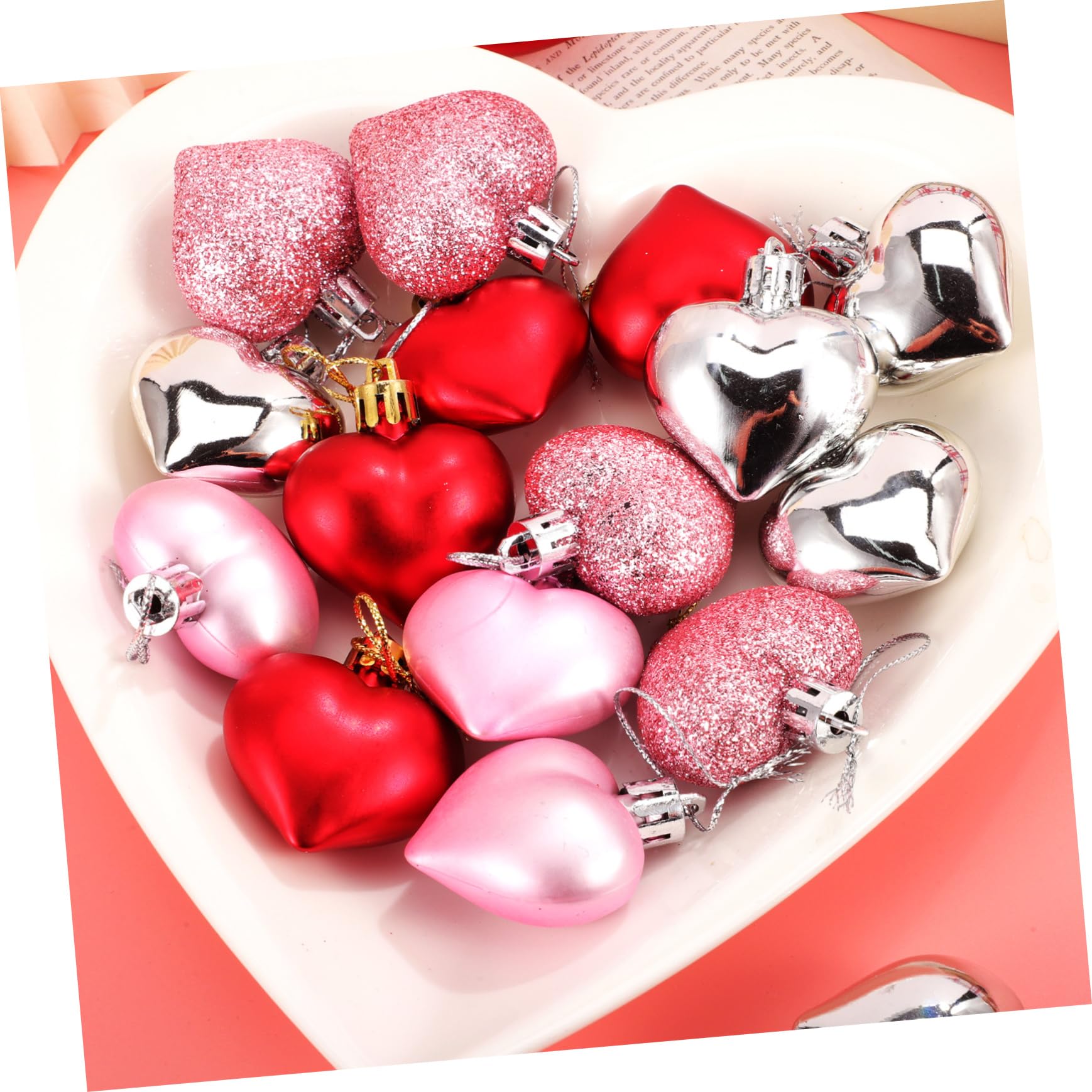 PRETYZOOM 3 Juegos Colgante De Bola De Corazón Corazón Decoraciones Colgantes Bolas Colgantes Bola De San Valentín De San Valentín Decoraciones Árbol De Navidad 48 Uds * 3