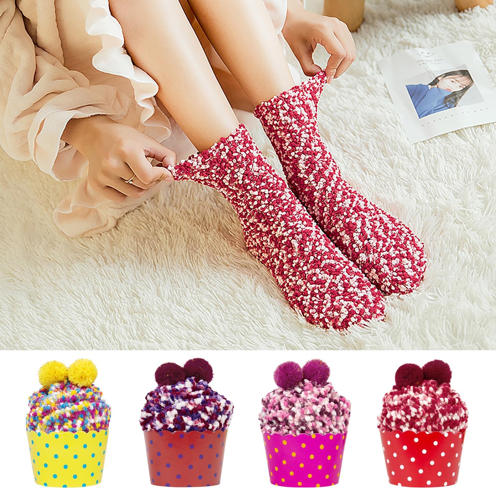 YSense Snug Donna Regalo Inverno Calze Calzini Natalizi Ragazza Cupcake Calzini Termici Divertenti Accessori