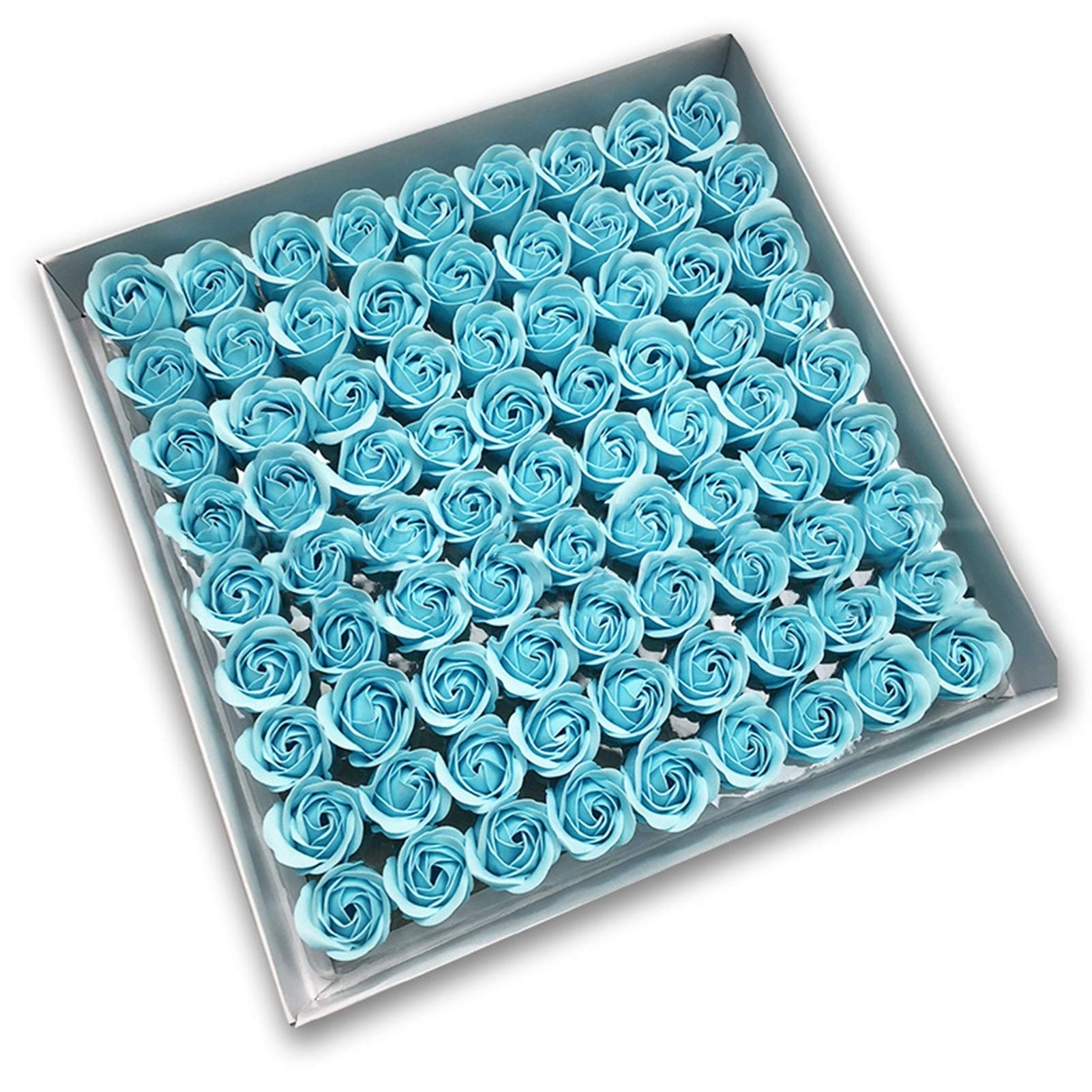 Fake flower 81 Pcs Rose Bath Body Flower Floral Soap Scented Rose Flower DIY Creative Gifts For Valentine's Day Wedding Party Christmas Artificial flowers (Color : 11 light blue)