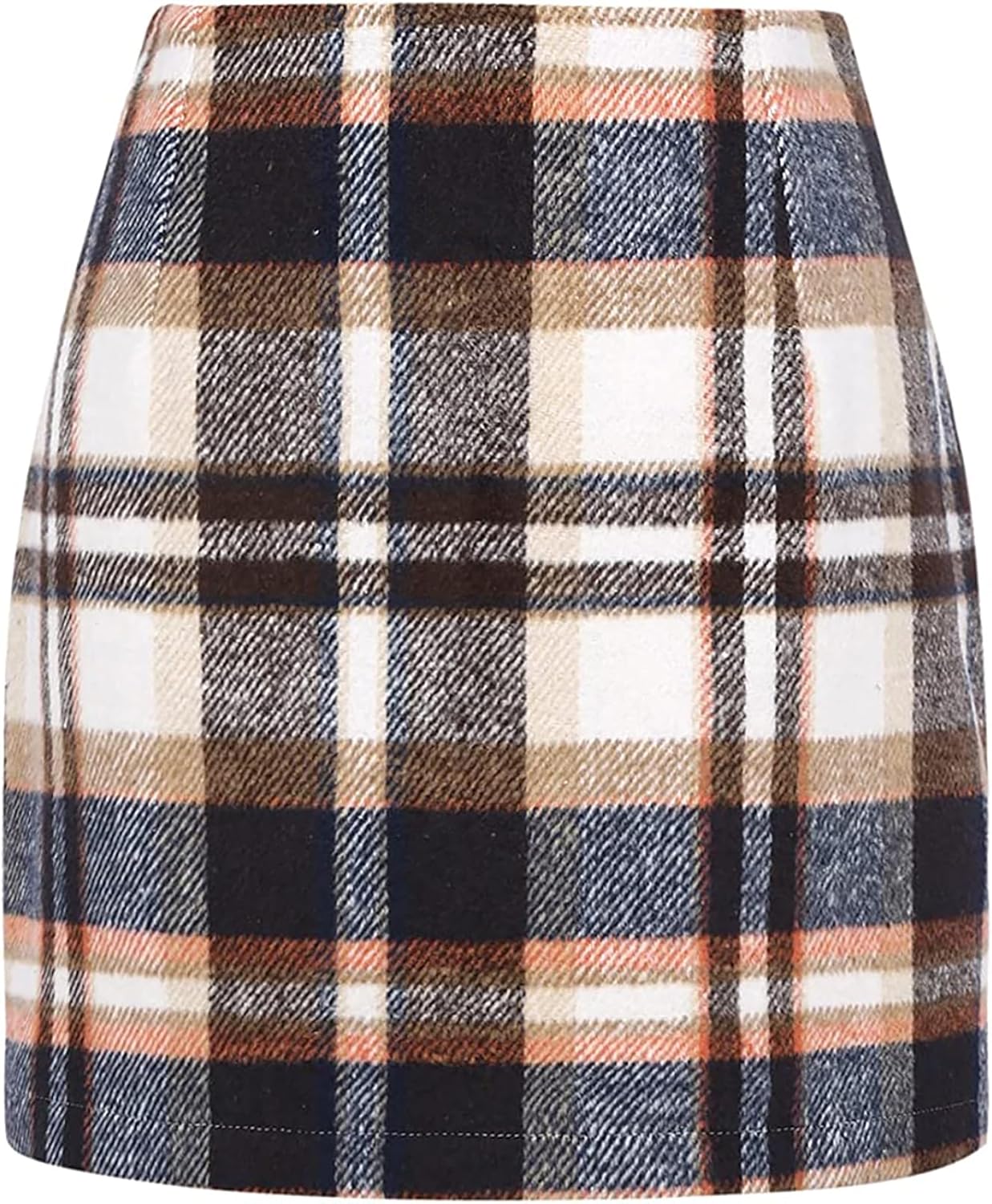 Womens High Waist Plaid Skirt Bodycon Pencil Wool Mini Skirts