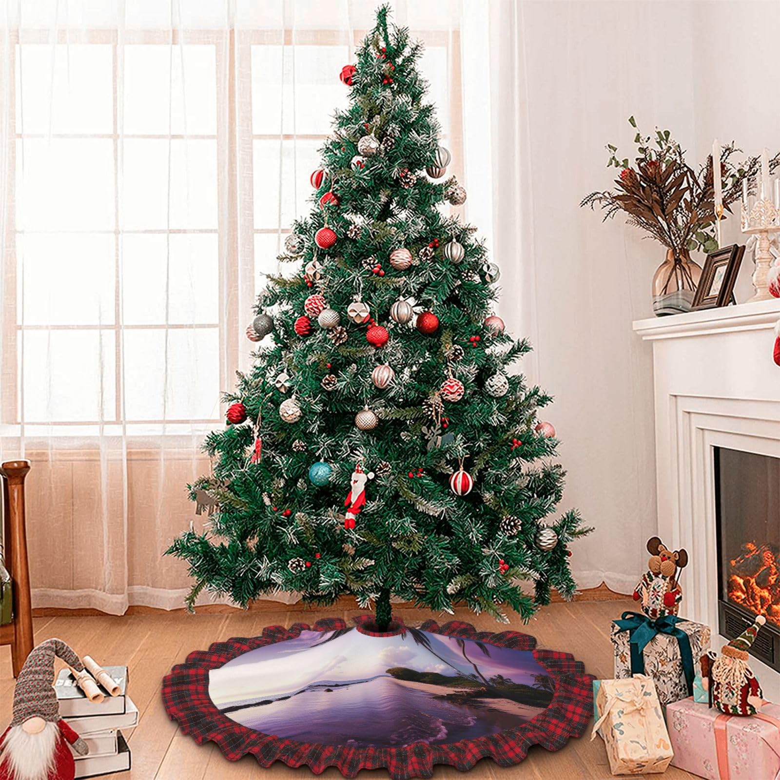 Jupe De Sapin De Noël En Velours à Paillettes Vert émeraude De 117,8 Cm - Décoration De Noël Ronde à Paillettes Pour Décoration De Fête De Noël