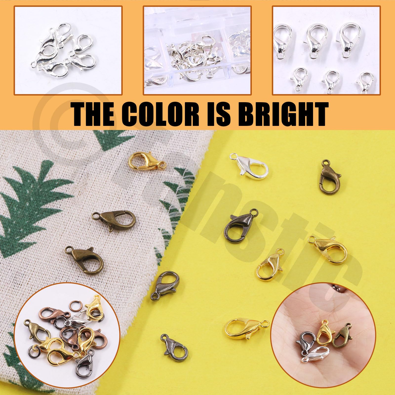 Tanstic 170Pcs Silver Lobster Claw Clasps with Open Jump Rings Kit, 10mm, 12mm, 14mm, 16mm - Image 3