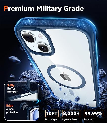 Miniatura 222 de Fntcase Funda para iPhone 15 Plus y 14 Plus de 6.7 pulgadas, magnética, a prueba de golpes de grado militar, antiamarilleo, delgada, protectora