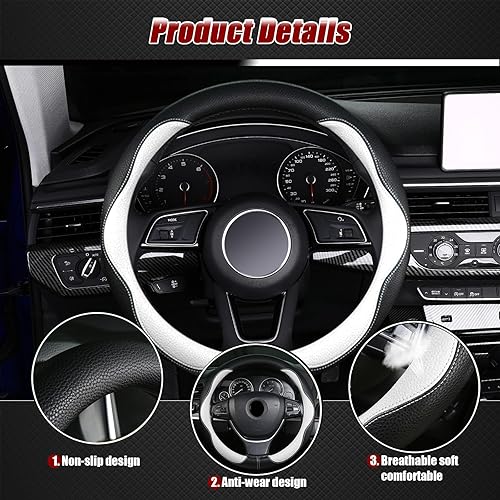 Miniatura 2 de BubabyZZ Funda para volante, antideslizante, transpirable, cómoda, de piel sintética, accesorios de automóvil lindos para mujeres y niñas, protector