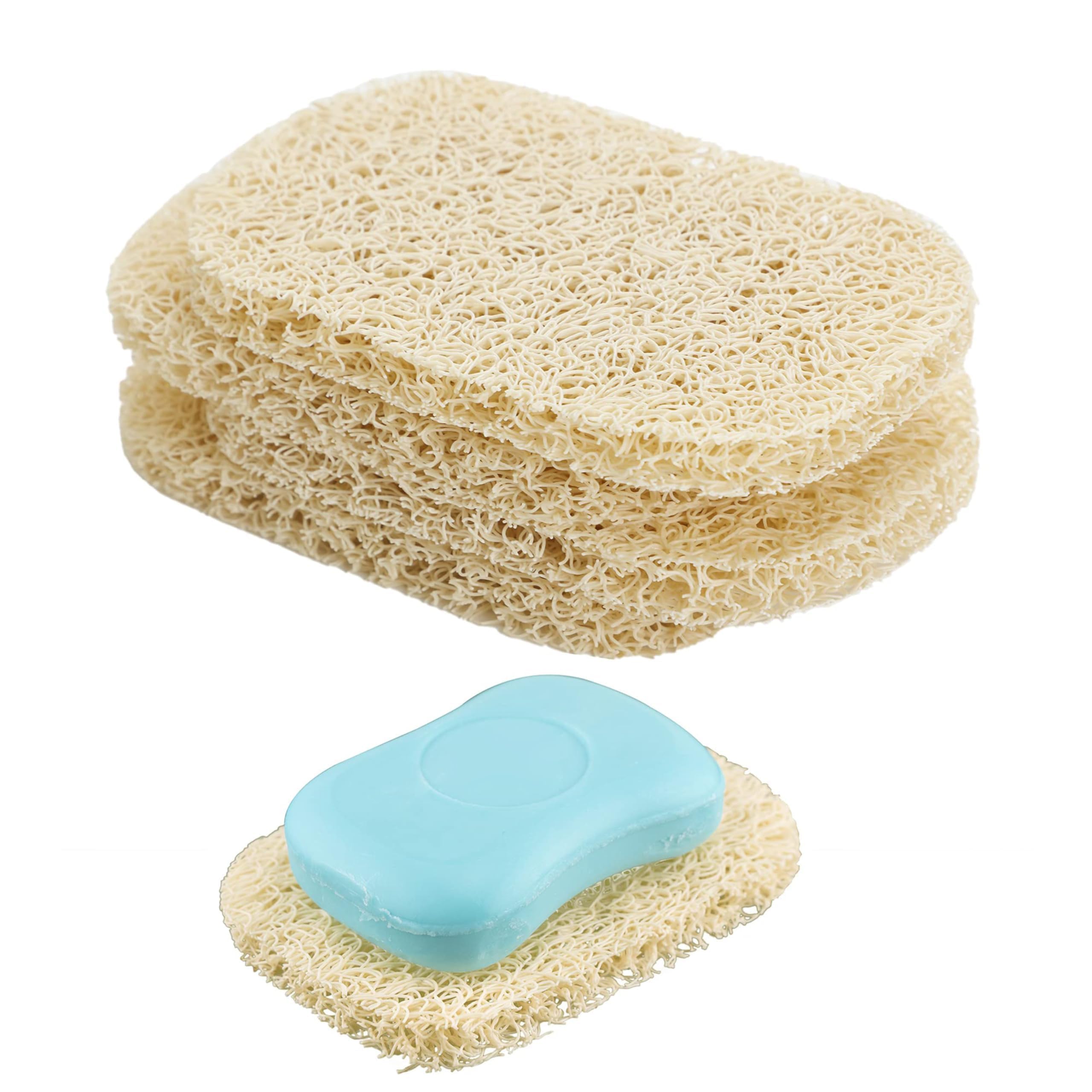 Snowkingdom 4 Pack Beige Soap Saver Draining Lift Pad 2.9" x 4.5" PVC Non-BPA Non-Slip Durable