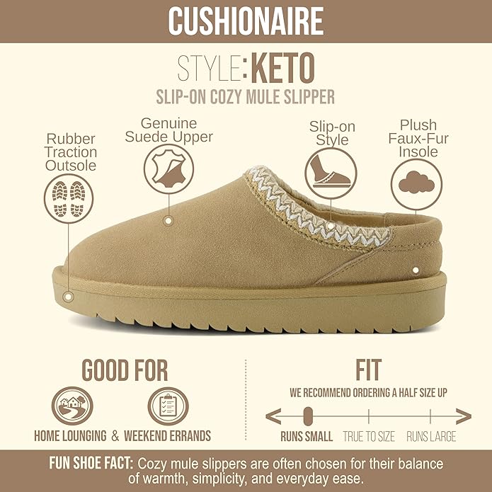 CUSHIONAIRE Keto Pantuflas Mujer Suede Mule Slip-On miniatura 4