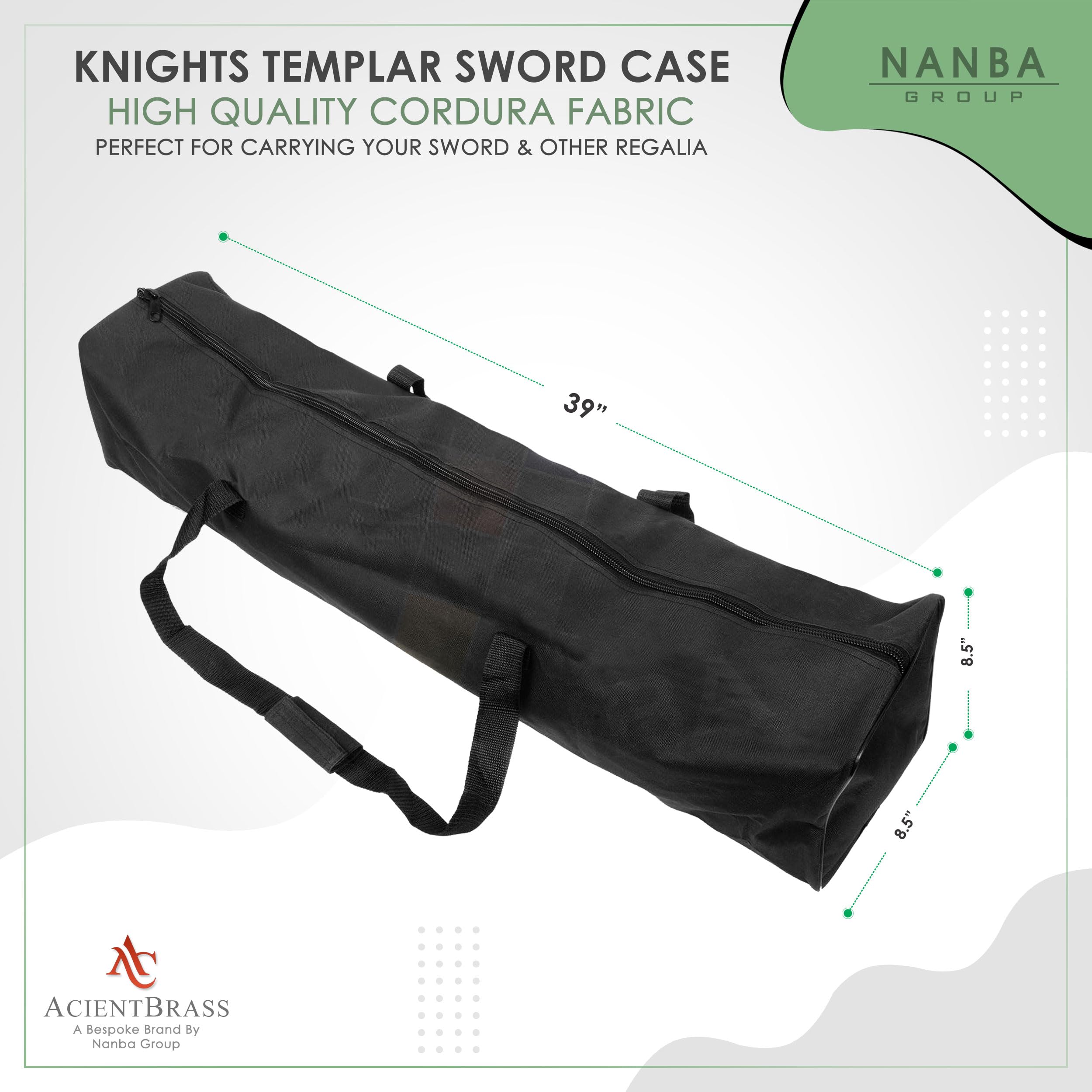 ACIENTBRASS Masonic Knights Templar Sword Case Bag – Black Imitation Leather| Sheath & Carrying Cover for Ceremonial Masonic Swords