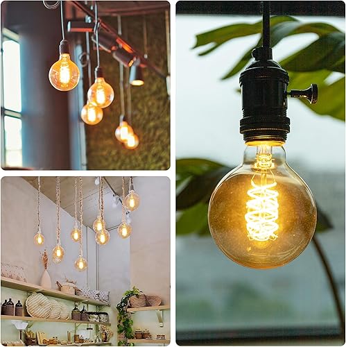 Miniatura 5 de Bombillas LED Edison G25, 6 W equivalentes a 60 W, bombillas de filamento espiral flexible blanco cálido de 2500 K, bombilla LED vintage regulable,