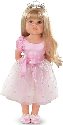 Gotz Hannah Princess - Muñeca rubia posable de 19.5 pulgadas con ojos azules y atuendo adicional