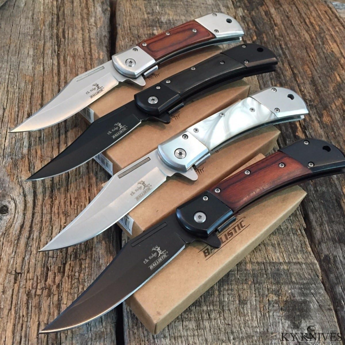 4 PCS 8.5" ASSORTED SET ELK RIDGE BALLISTIC Spring Assisted Open Folding Pocket Knife