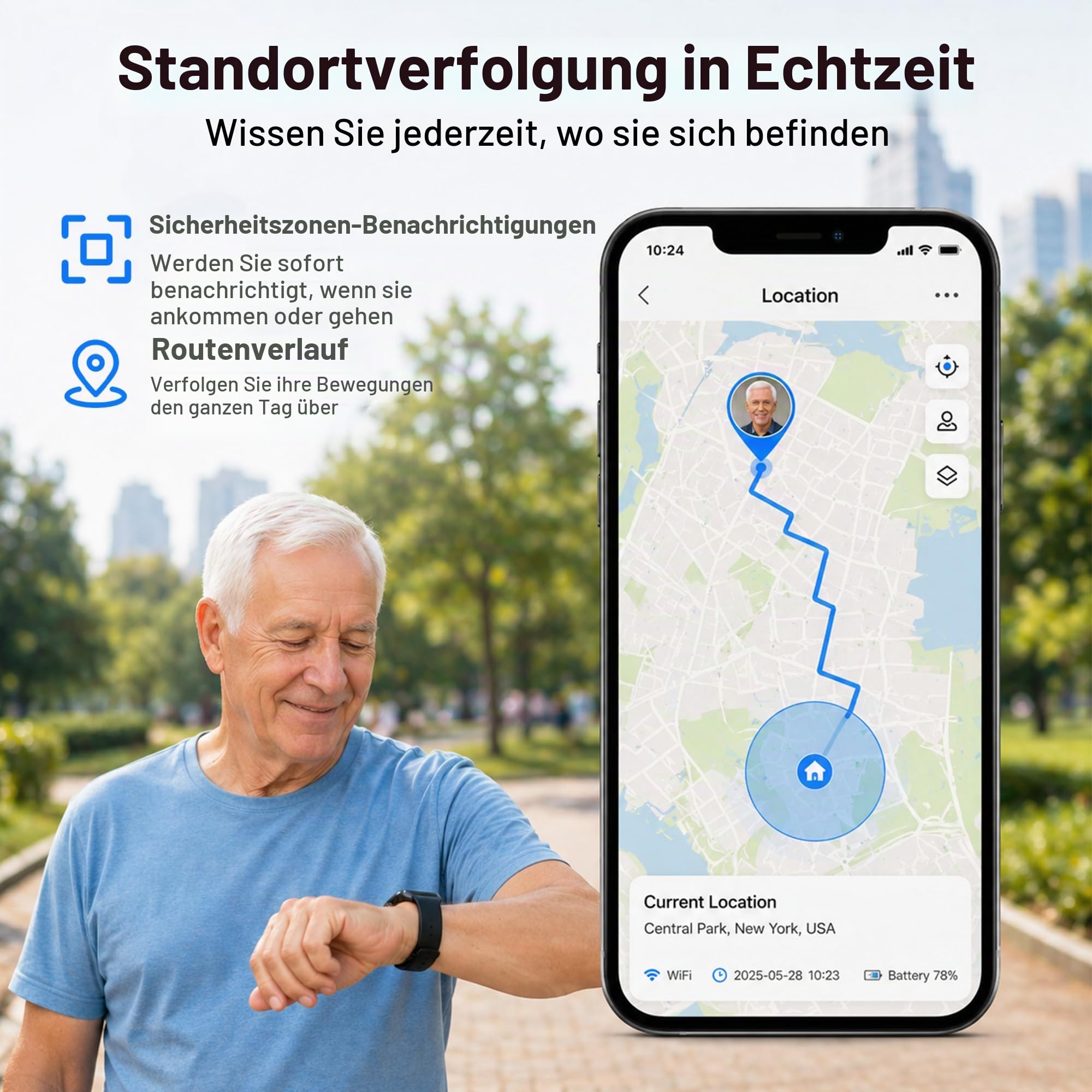 4G Senioren Smartwatch mit SOS Notruf, Sturzerkennung, Videoanruf und GPS Ortung in Echtzeit, GPS Uhr für Senioren, SIM Karte Erforderlich (Rot)