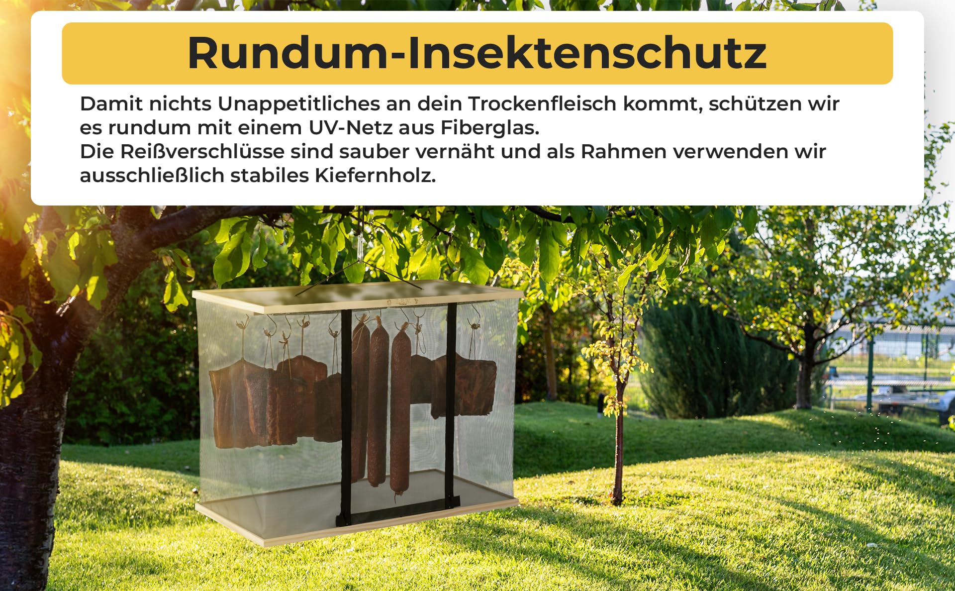 L.E.W hängender Reifeschrank – klappbare Reifekammer aus Holz für Wurst, Fleisch, Käse & Fisch – platzsparend zum Aufhängen