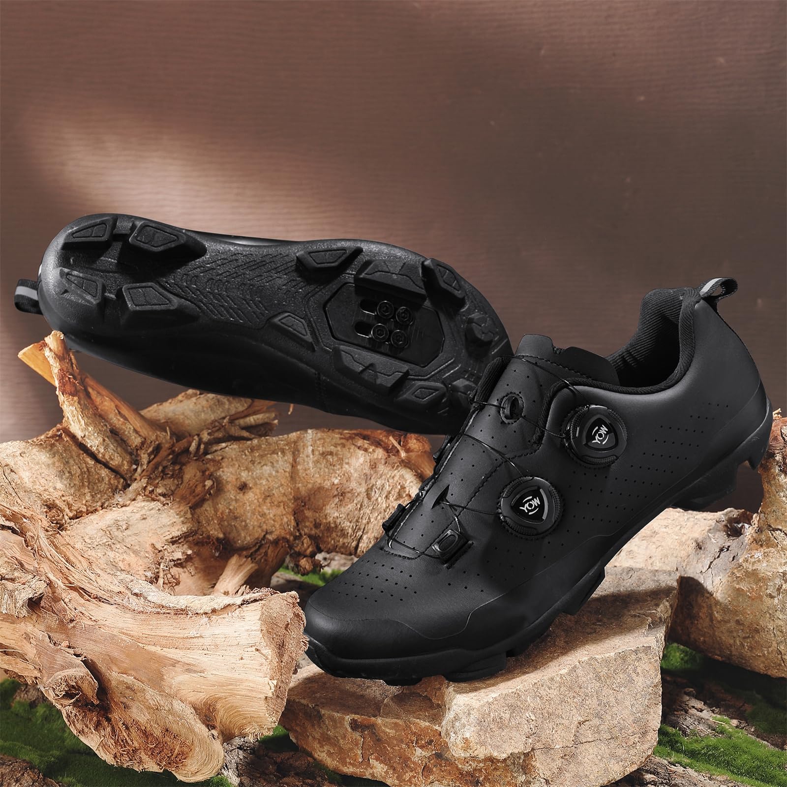 JiuQing Uniseksowe buty do jazdy na rowerze górskim Profesjonalne buty do jazdy na rowerze MTB Kompatybilne z blokami SPD na 2 śruby w zestawie,Black,38 EU