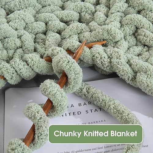 Miniatura 6 de Paquete de 8 hilos gruesos para tejer a ganchillo, hilo de felpilla esponjoso verde salvia, hilo de felpa suave voluminoso, hilo gigante grueso y