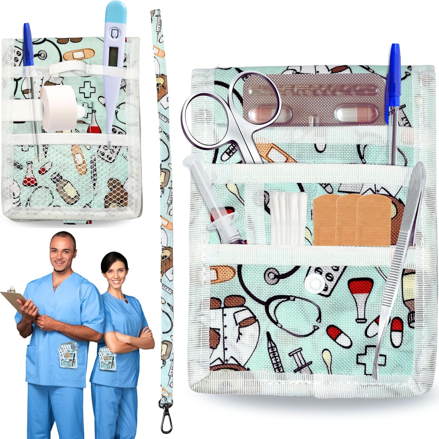 Organizer Infermiere ErenBros Con Calamite E Porta Forbici - Tasca Multiuso, Design Pediatra, Impermeabile