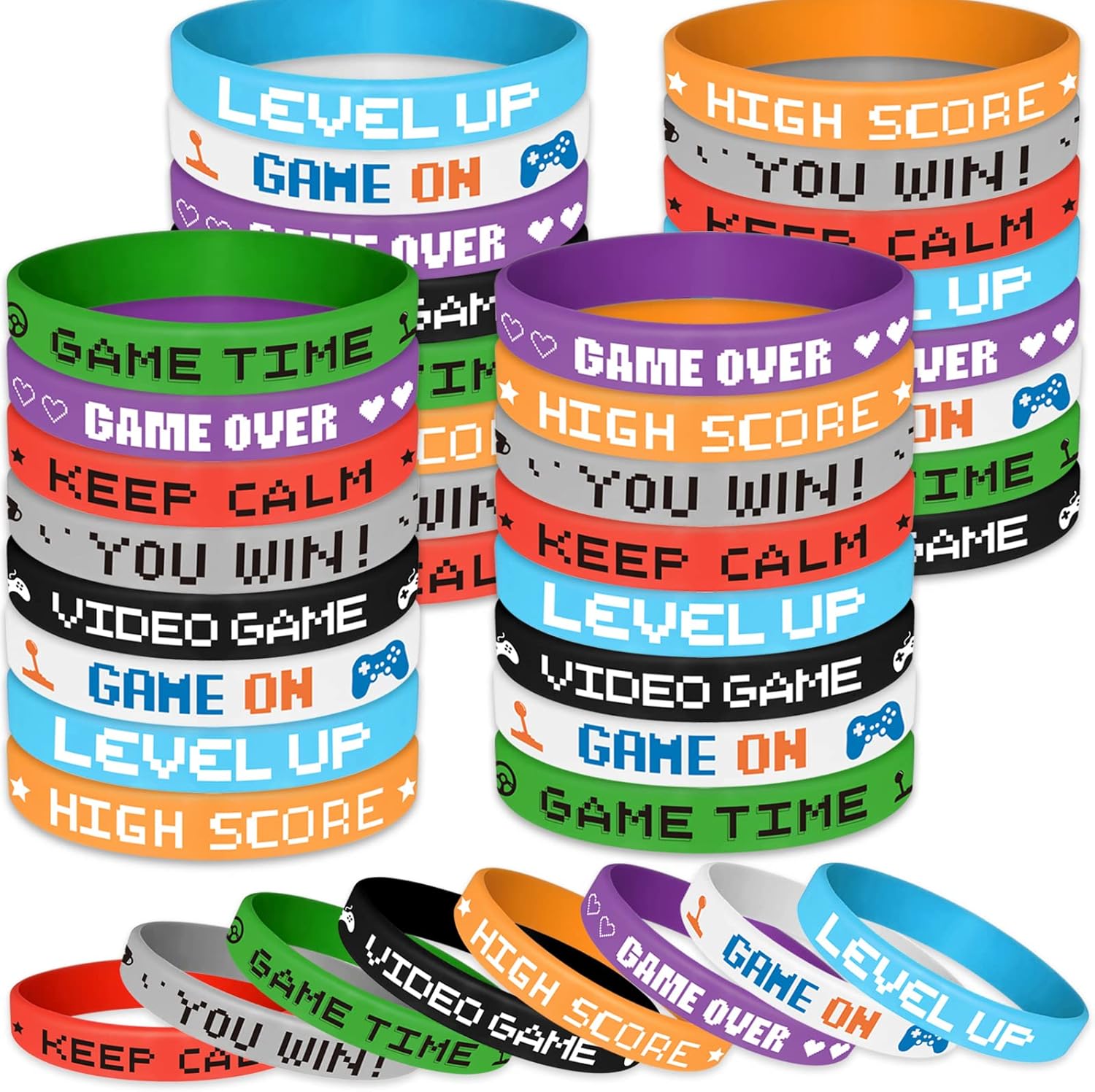 32 Pieces Video Game Rubber Wristband Colored Bracelets