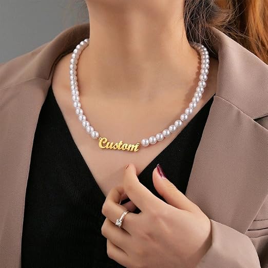 Custom Pearl Name Necklace 