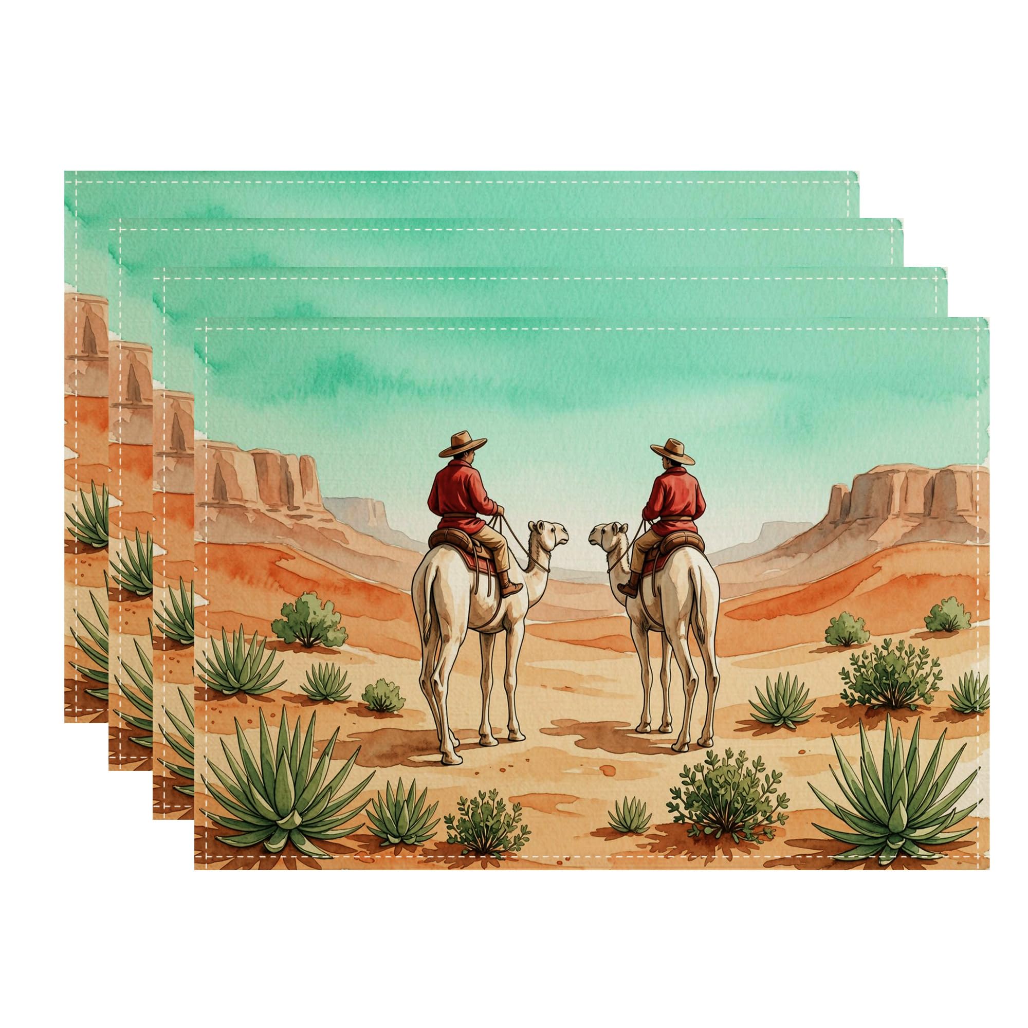 Desert Camels zestaw 4 podkładek, vintage, western, antypoślizgowe