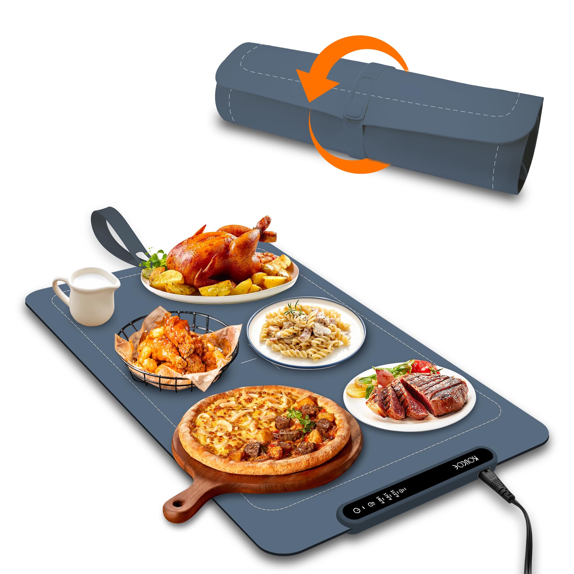 Food Warming Mat,Electric Warming Tray Food Warmer With Adjustable Temperature,Rollable Potable Silicone Heating Mat for Food,Versatile Kitchen Gadgets Home Essentials for Buffet Party Gathering