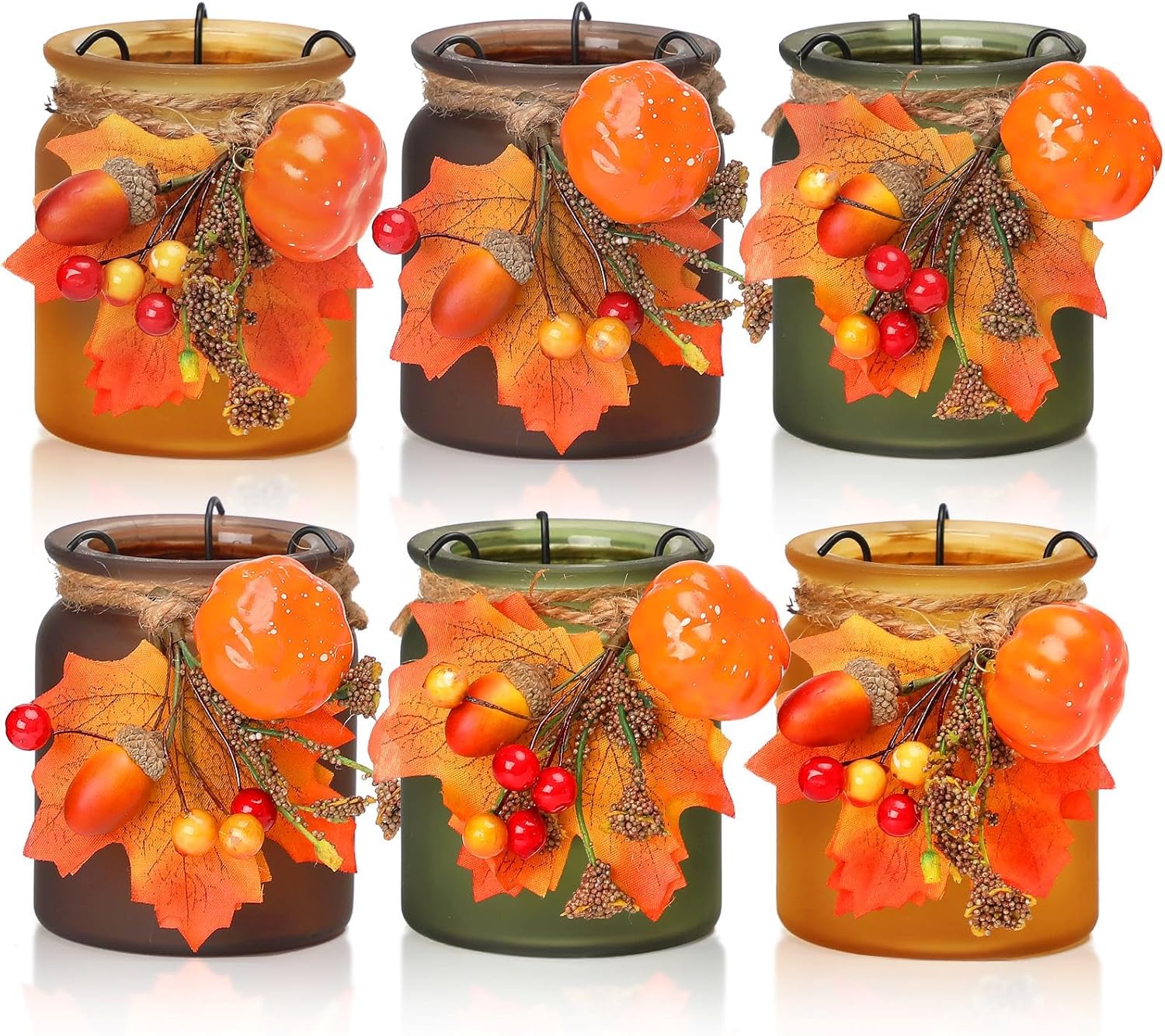 Fall Candle Holders Set of 6, Tealight Candle Holder with