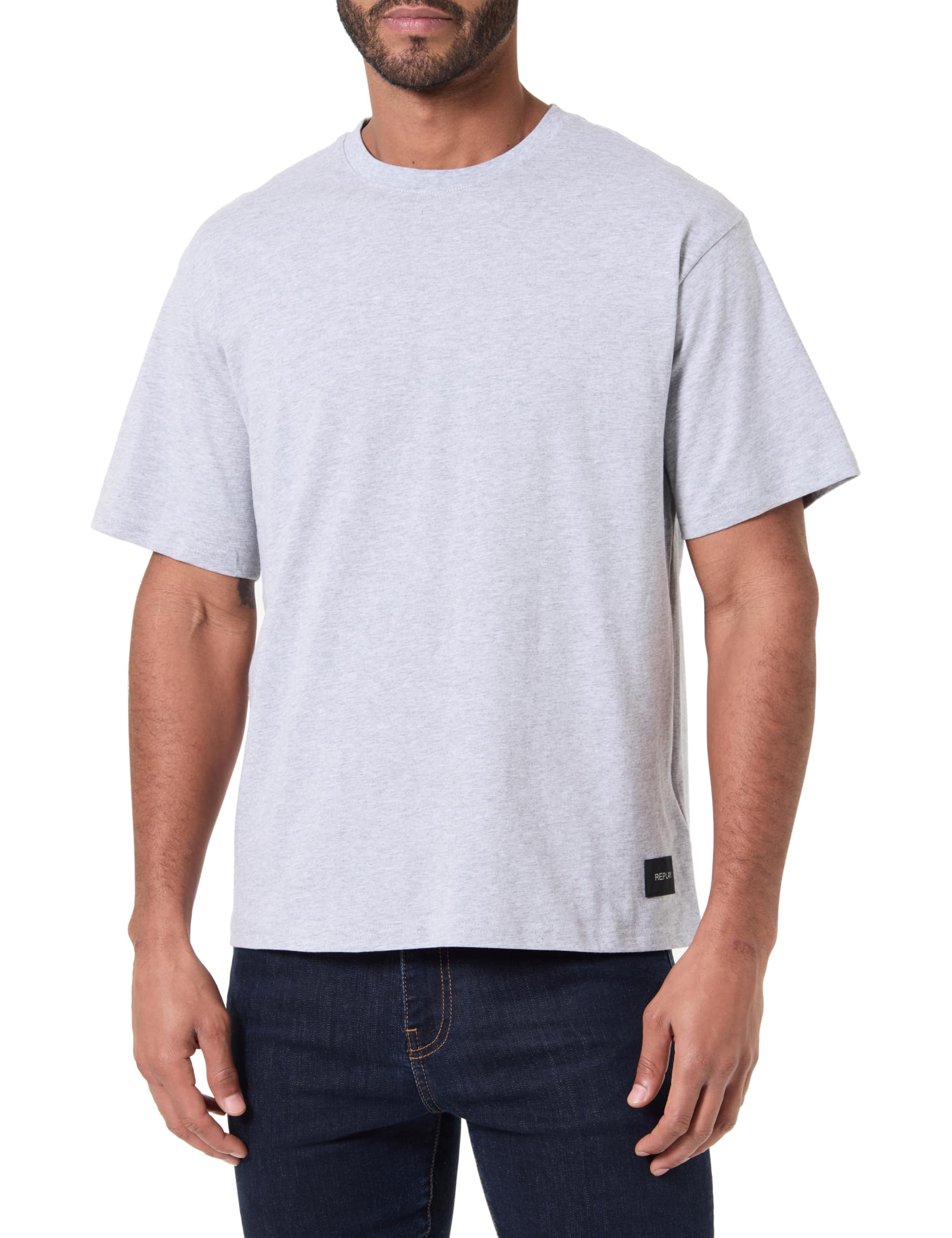 Replay Men's M3256 T-Shirt, M02 Melange Grey, S