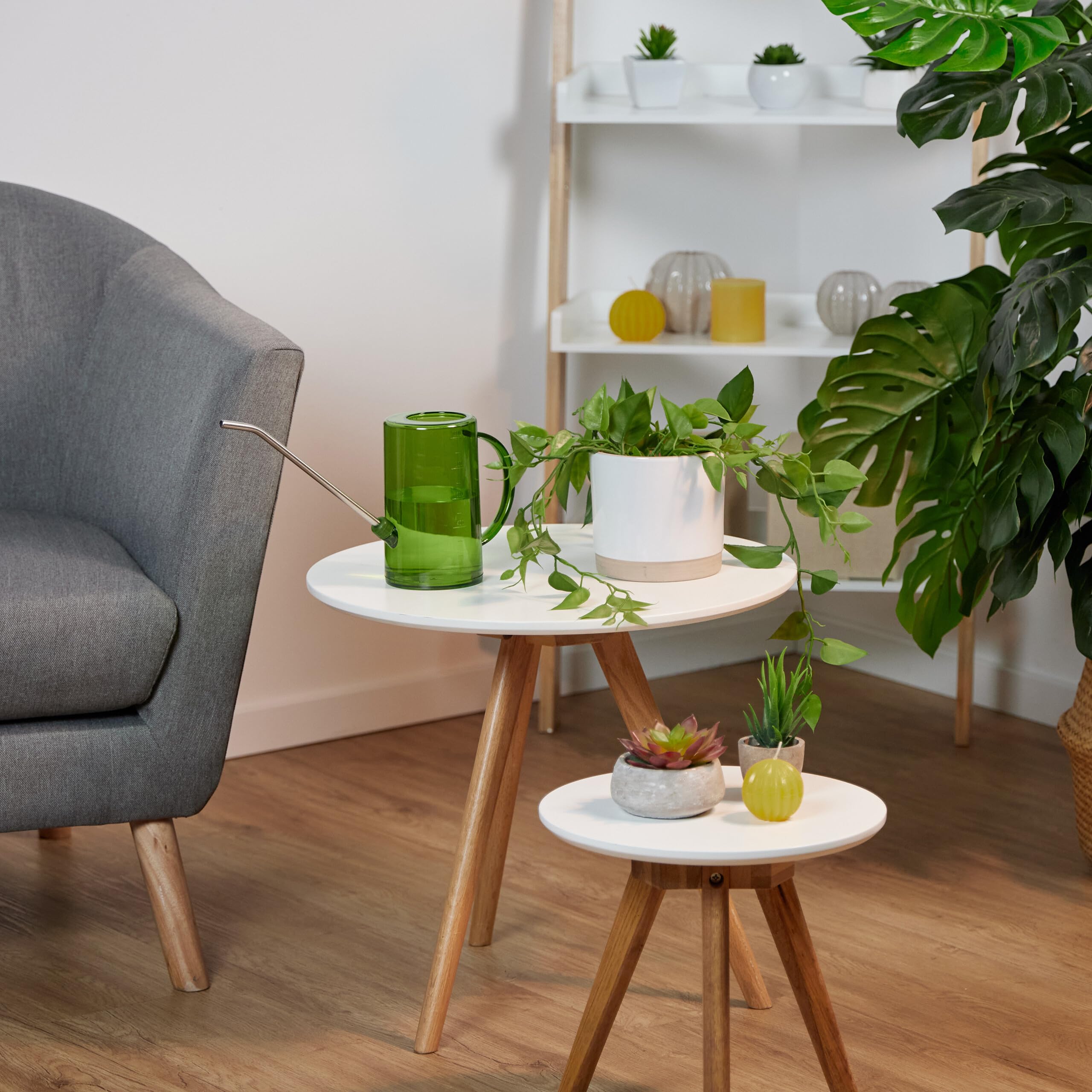 Relaxdays Konewka do podlewania, zestaw 2 sztuk, 1 l, tworzywo sztuczne, stal nierdzewna, konewka do kwiatów do roślin pokojowych, szaro-zielona
