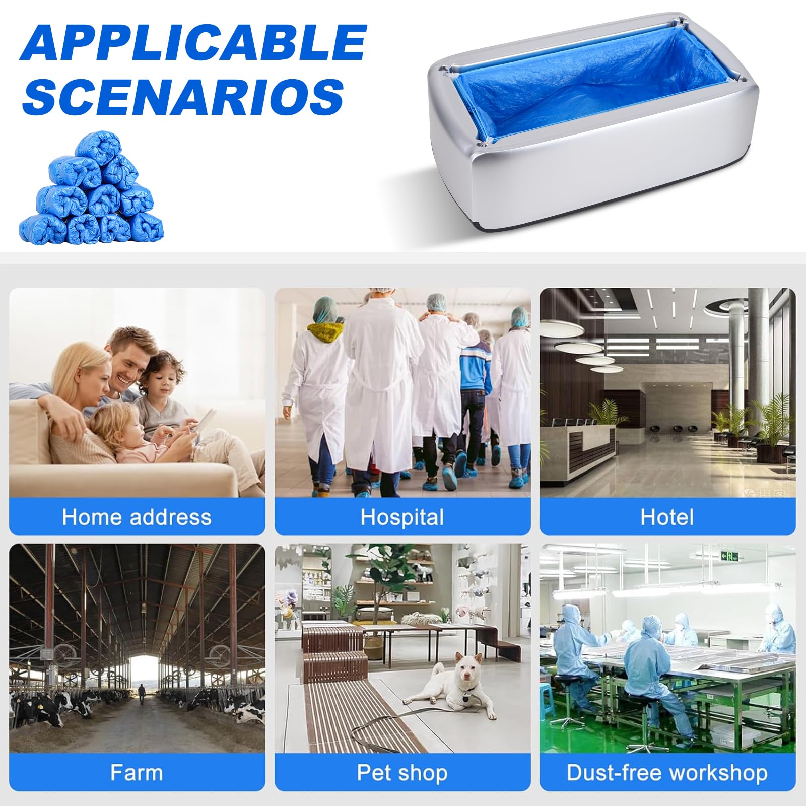 Upgrade Automatico Copertura Scarpe, Distributore di Scarpe, con coperture monouso in plastica per Ufficio, Fabbrica, Casa (Silver200Pcs)