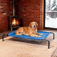 STARLATTA Elevated Dog Bed for Large Dogs - 50" Washable Raised Cooling Cot, Waterproof Oxford Cloth, Skid-Resistant, Indoor/Outdoor Blue