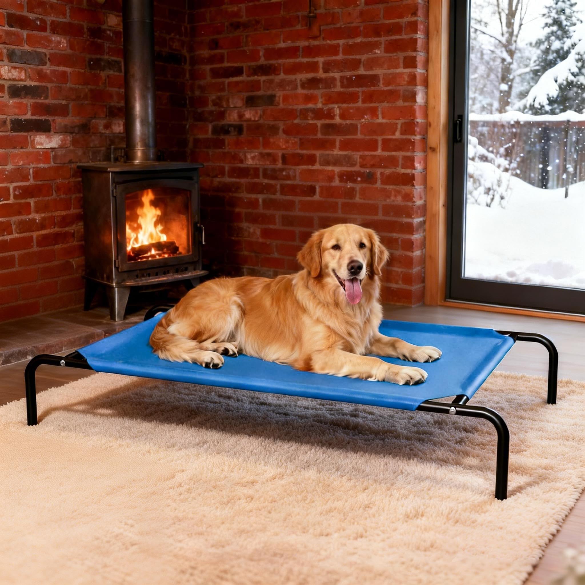 STARLATTA Elevated Dog Bed for Large Dogs Washable Raised Cot with Skid-Resistant Feet Waterproof Cooling Dog Beds with