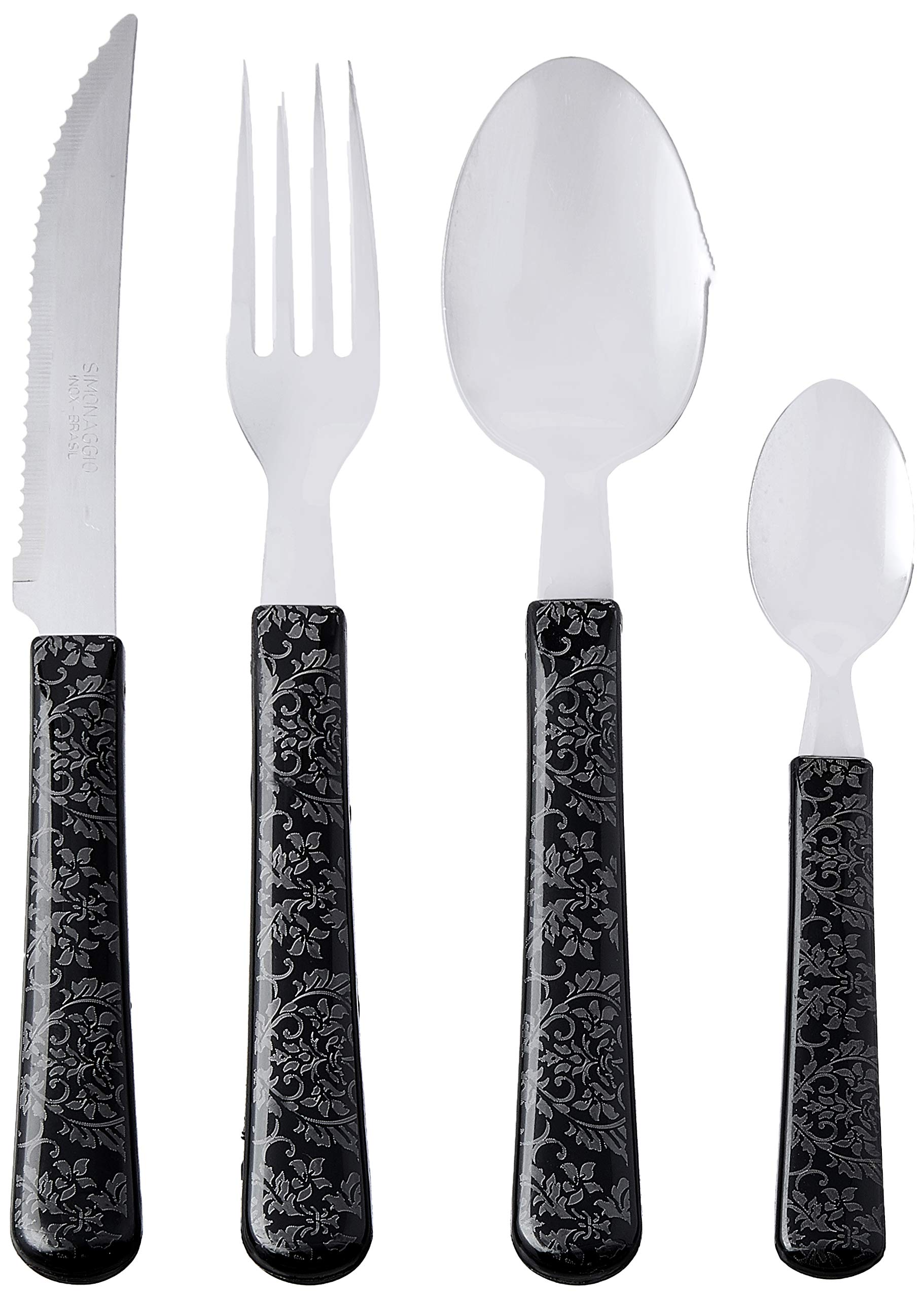 Simonaggio Décor Sintonia 24 Piece Flatware Set, One size, Black