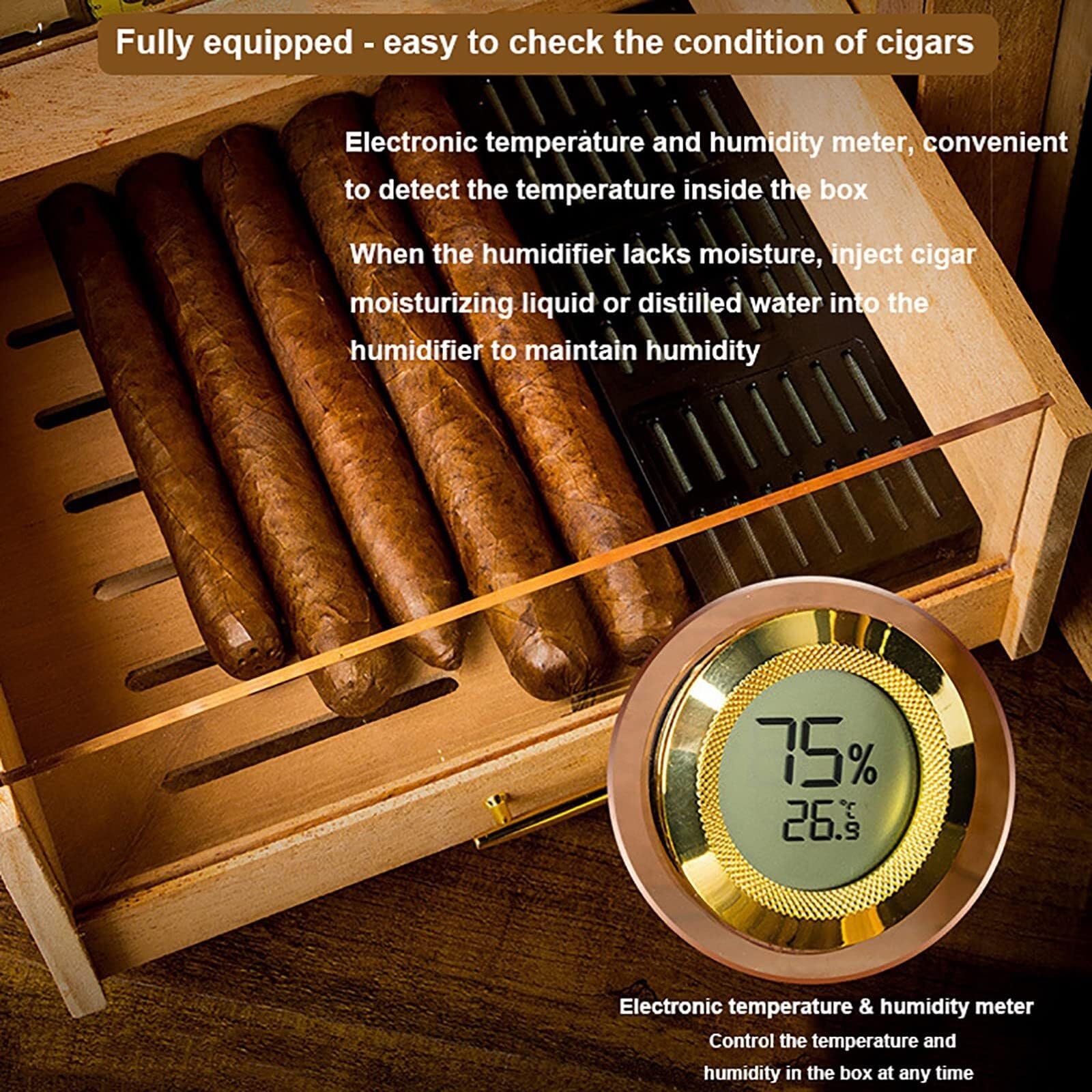 Humidor aus Zedernholz mit Hygrometer und Luftbefeuchter – Platz für 80–100 Zigarren, durchsichtiges Fenster für einfache Sicht