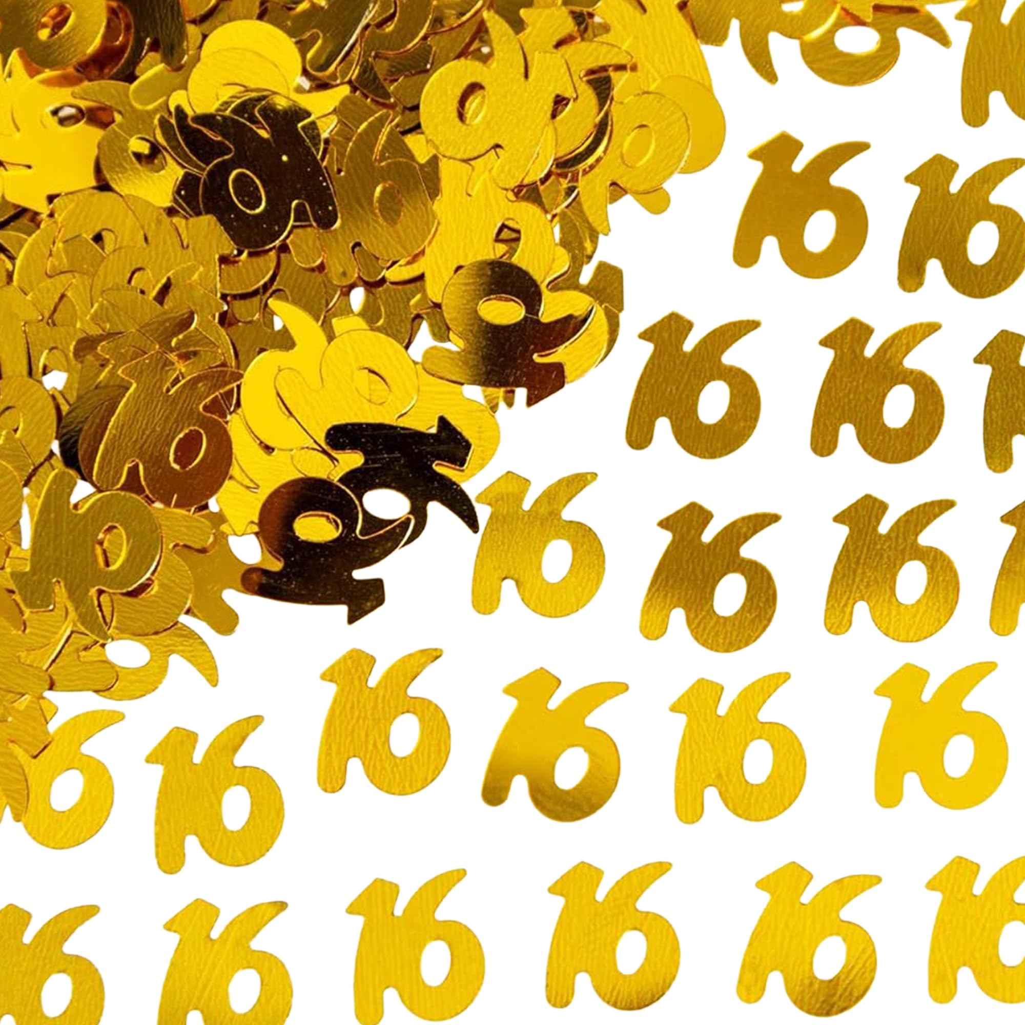 SHATCHI 14g Gold 16th Birthday Confetti Foil Metallic Glitz Table Scatter Sprinkles Age Bday Party Decorations, 12mm