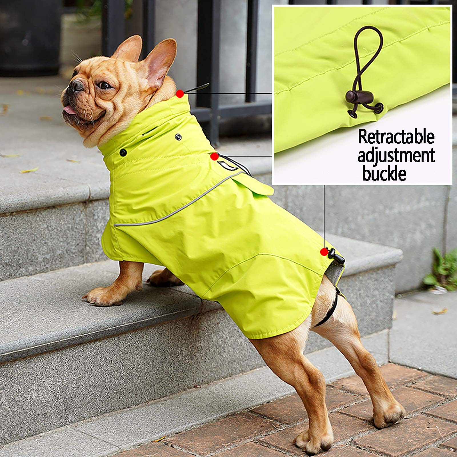 Imperméable pour Chien Manteaux de Pluie imperméables pour Animaux de Compagnie Imperméable pour Chien avec Cordon de Serrage réglable extérieur léger pour Chiot avec Capuche léger,S