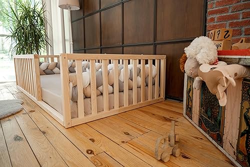 Miniatura 2 de Montessori Floor Bed Small Size 52x27,5" Height 18.90''  Pine Tree Toddler Bed Frame, Wood Bed Frame  Gift For Kids Room Decor (Small)