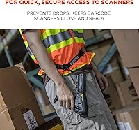 Vista 2 de Ergodyne Squids 3135 - Cinturón escáner de código de barras con gancho, incluye correa de transporte para escáneres de código de barras, negro
