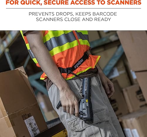 Miniatura 2 de Ergodyne Squids 3135 - Cinturón escáner de código de barras con gancho, incluye correa de transporte para escáneres de código de barras, negro,