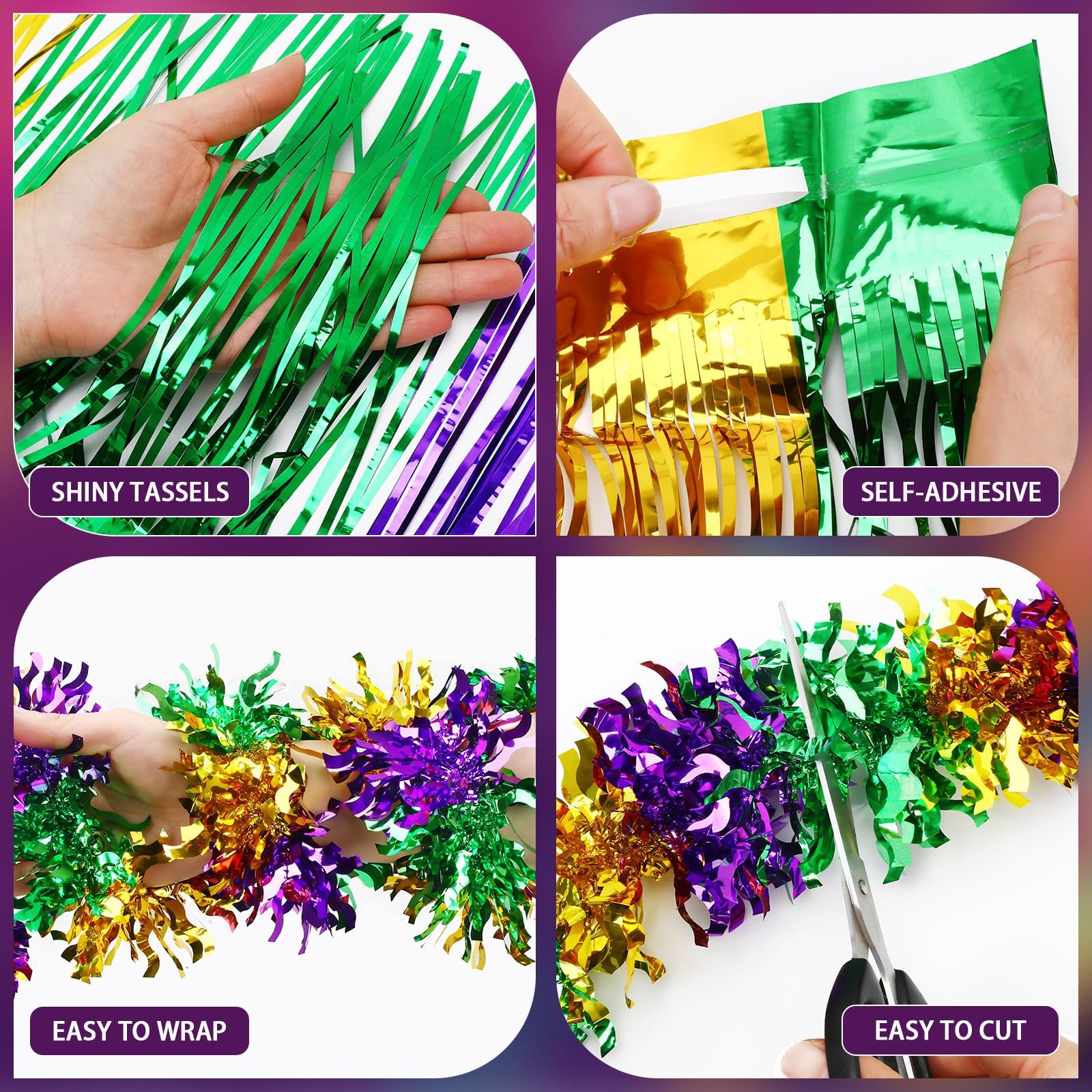 Confezione da 6 ghirlande con frange in lamina verde chiaro