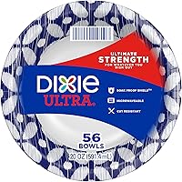Vista 1 de Dixie Ultra® Cuencos de papel desechables, 20 onzas, cuencos desechables impresos tamaño cena, 56 unidades (1 paquete de 56 cuencos)
