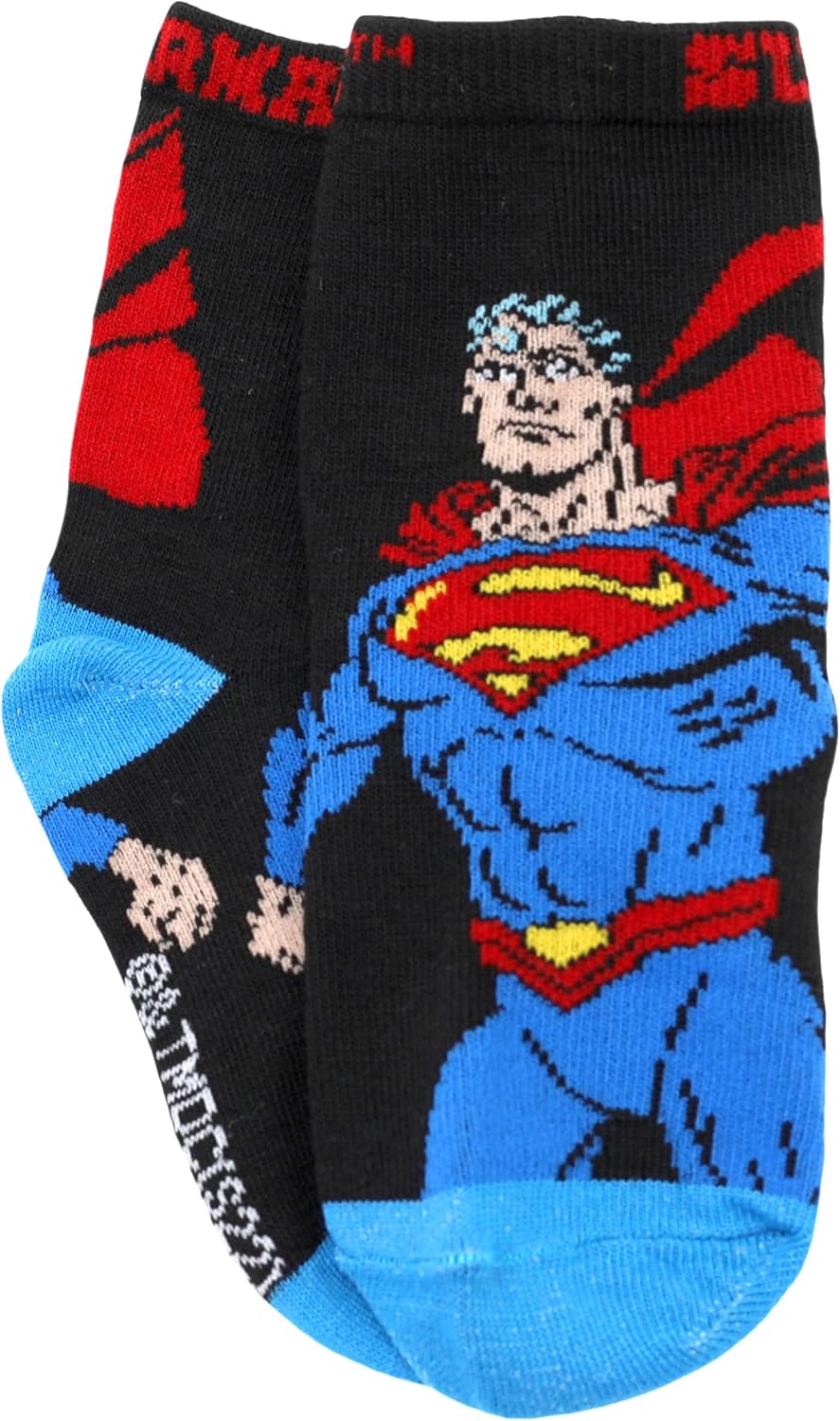 Socks For Kids DC Comics Justice League 5 Pack Crew - Batman, Superman, Flash, Aquaman Superhero Characters, Charcoal, Medium