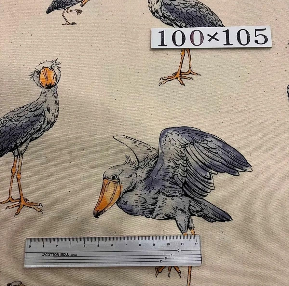 Amazon.co.jp: ハシビロコウ 鳥 プリント 生地 オックス 生成色