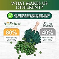 Vista 8 de Sunlit Best Chlorella Spirulina Tablets – Organic USDA, Premium Spirulinas y Chlorella Cápsulas 500 píldoras – Chlorellas Natural Superalimento