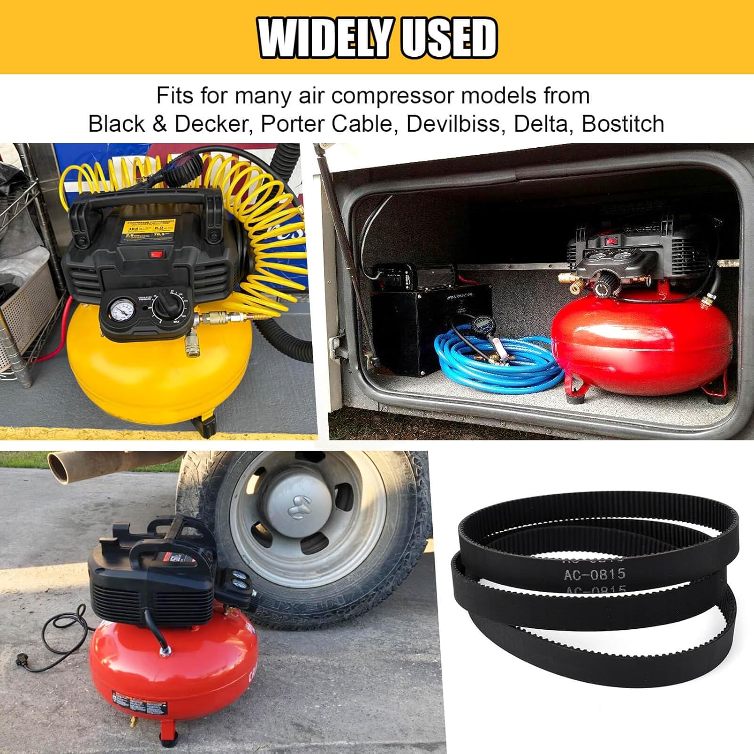 AC-0815 Air Compressor Belt for Dewalt Devilbiss Porter Cable Makita Sears Craftsman Air Compressor Timing Belt Replacement Part Numbers CAC-1311 CAC-1342-3 Pcs