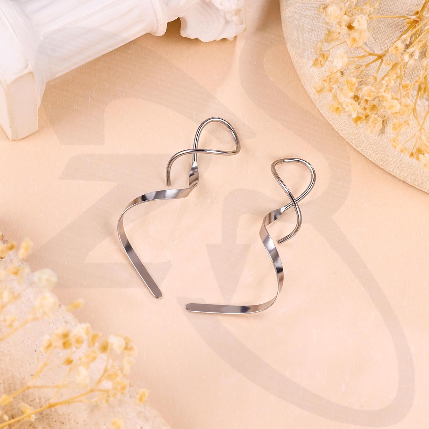 ZS 1 Pair Spiral Twist Earrings Body Piercing Jewelry, Stainless Steel Dangle Taper Earrings Twisting Hanging Loop 18G Piercing Taper