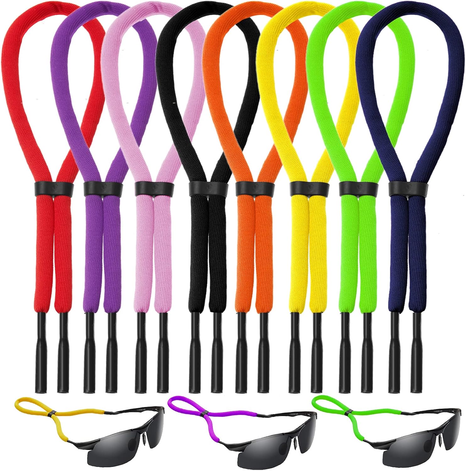 COCPOK 8 Pack Floating Sunglass Straps,Unisex Sunglasses Strap,8 Color