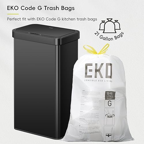 Miniatura 9 de EKO Nova - Papelera con sensor, 21 galones/80 litros, acero inoxidable, rectangular, sin contacto, con sensor de movimiento, negro mate