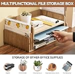 Organisateur de bureau en bois Kirigen à 5 plateaux - Plateau de documents de bureau pour dossiers, courrier, fichiers - Organisateur de courrier de bureau à 3 niveaux / support de téléphone / support de documents brun foncé (2TP-DBR)