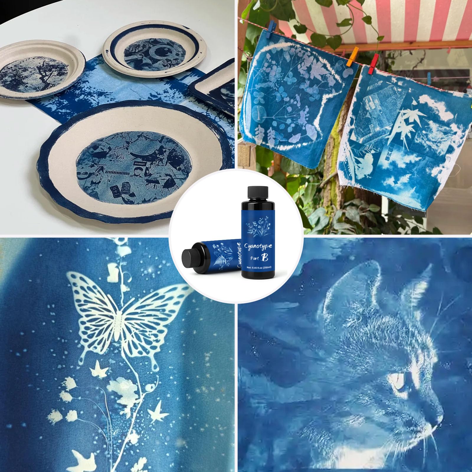 Cyanotype Kit, Cyanotype Chemicals Sensitizer Set adatto per la stampa su tessuto, modelli di carta e legno, ecc., Soluzione di stampa solare, set sensibilizzante per principianti e artisti